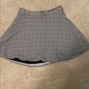 grey and black plaid skirt